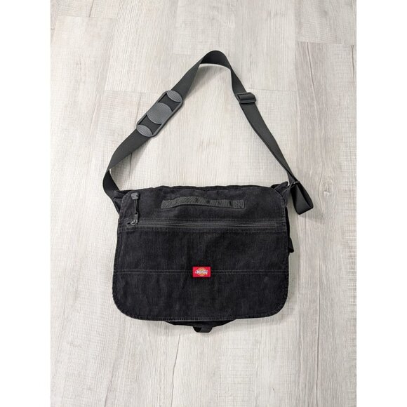 Dickies Black Corduroy Star Messenger YAK PAK Crossbody Bag 16” X 12” X4.5" Y2K - Picture 2 of 12